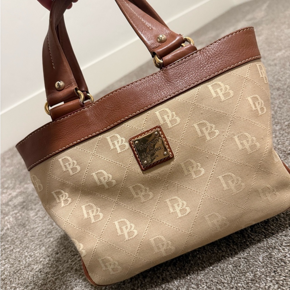 Dooney & Bourke Beige and Brown Shoulder Bag